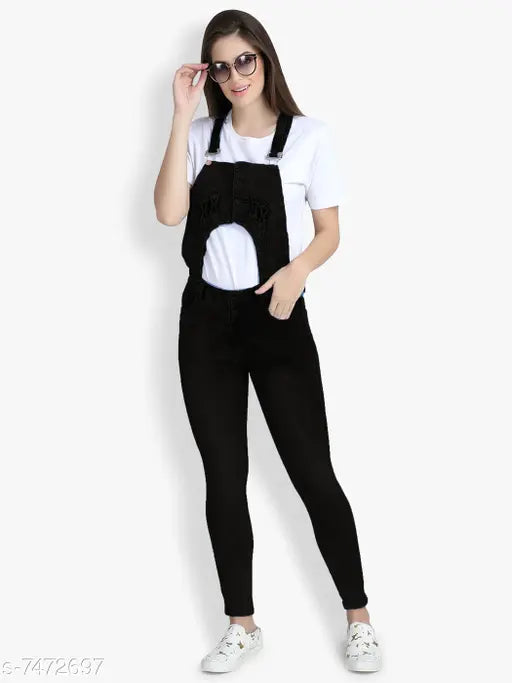 Denim sleeveless dungaree jumpsuit, fancy retro style, solid net, size XXL from India