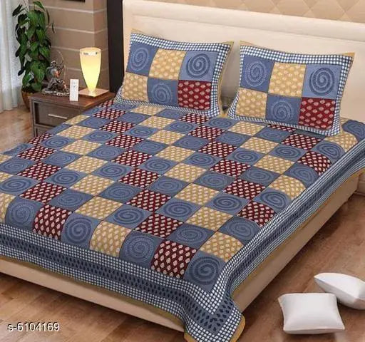 Versatile 108x90 cotton queen bedsheet, 140 thread count, high-quality cotton bedding from India