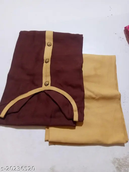 Rayon stitched kurti-palazzo set by Abhisharika, three-quarter sleeve self-design with price drop sale