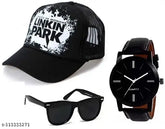 Nylon 3pcs Set Mens Gift Watch, Cap & Sunglasses Combo Indian-made fashion accessory for men and boys