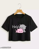 Pink cotton blend crop top & t-shirt set for women and girls. Versatile, stylish, premium fabric for a soft feel