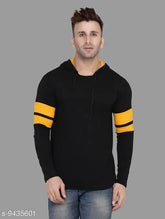 Black cotton blend hoodie with Geum placement print for men, long sleeves, S-XL sizes, ideal for casual outfits