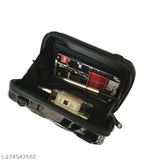 Black acrylic diamond-cut cross body bag, 3 compartments, solid pattern