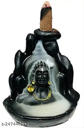 Polyresin Adi Shankara Adiyogi Shiva incense holder with backflow smoke effect, Indian-made