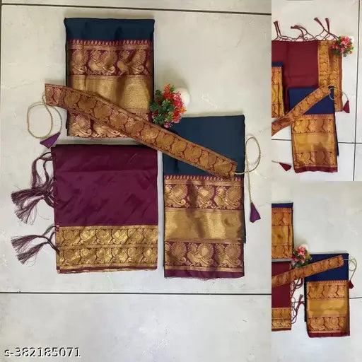 irls silk lehenga choli set, embellished woven design for Indian ethnic wear, semi-stitched net, 9-14 years