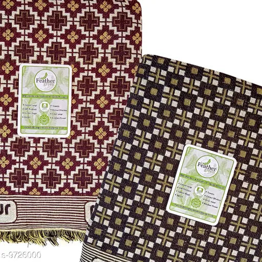 Feather Green cotton single size Solapur blankets, 2-pack free size (90x60in)