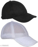 Black-and-white cotton baseball caps, pack of 2 for sporty style