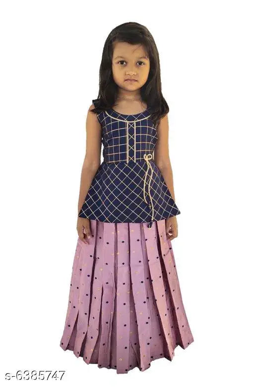 Beautiful Kids Wear cotton silk printed Lehenga Choli, short sleeves with embroidered stitch net. Indian girls fashion