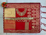 New Traditional Kids Half Saree, art silk lehenga with chevron stitch and litchi silk choli, free size, 1.7m dupatta length, unstitched, India-made