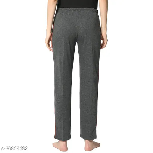 Multicolor cotton blend women's printed straight-fit trousers (pack of 2), available in various sizes from 32 to 40 inches waist and length