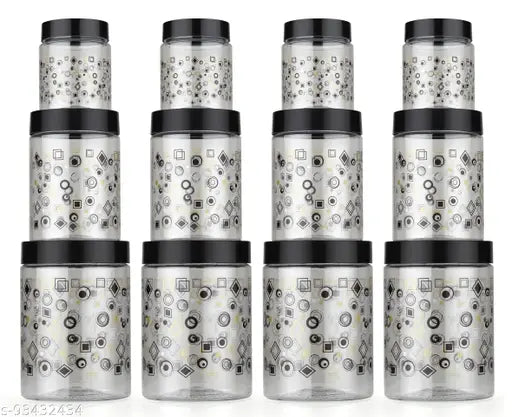Black PETG dry fruit jars, 1200ml, 650ml, 350ml – Airtight for kitchen storage by MAK BROTHERS