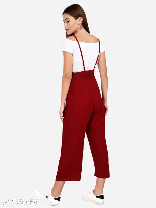 Rayon solid-colored dungaree jumpsuit, stylish and fabulous, made in India