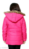 Girls pink nylon jacket & coat pack of 1, solid color, long sleeves, suitable for 10-11 years old, made in India