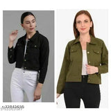 Denim full sleeve cotton jacket & waistcoat set, trendy martin self-design, long sleeves, pack of 2