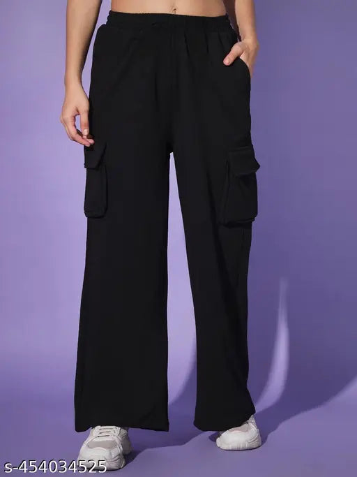 Cotton blend solid Nara cargo pants, premium quality for women's regular use, made in India