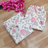 Printed cotton ethnic kurta with palazzos set, three-quarter sleeves, women's size M-XL