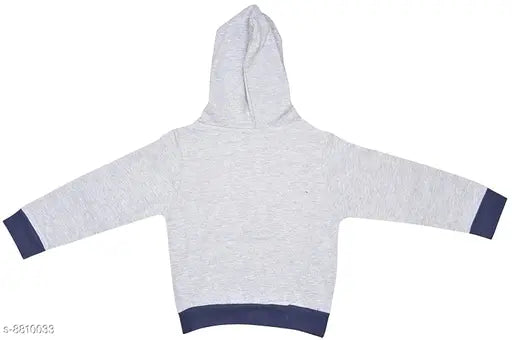 Grey melange cotton Luke & Lilly Kids printed hoodie with long sleeves and grey print design