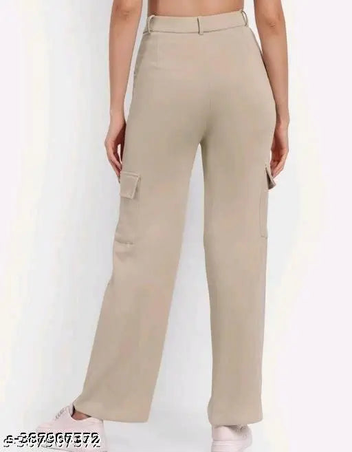 Nylon trousers, women's elegant and attractive, premium cotton blend, high-rise straight fit