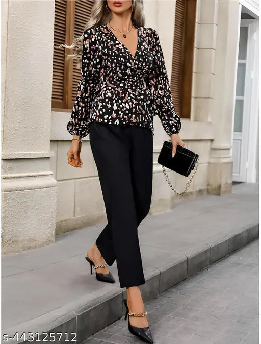 Lycra jumpsuit for women, modern print design, long sleeves, size S (36-48-36), made in India