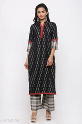 Indian cotton Ikat check prints kurta & palazzos set - contemporary women's fashion with traditional patterns