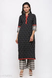 Indian cotton Ikat check prints kurta with palazzos - stylish, high-quality women's ensemble