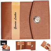 Tan PU leather men's wallet with magnet lock, ideal for organizing essentials