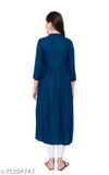 Doisa blue rayon embroidered women's kurti, high-quality 140 GMS fabric, three-quarter sleeves