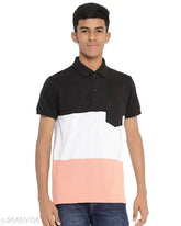 Cotton blend colorblocked men's t-shirt, short sleeves, sensational design