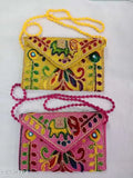 Trendy embroidered net sling bag, free size, fabric, made in India