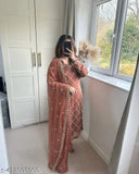 Desirable Georgette embroidered work top and pent with dupatta - Indian Georgette sequence blouse set