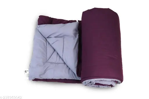 Italian Bird All-Weather Dual Color Comforter (Purple & Grey), soft, hypoallergenic, 100% microfiber shell, reversible, 250 GSM, double size