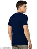 Navy blue, cotton round neck half sleeve men's t-shirt featuring Royal Enfield print, India origin