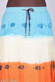 Orange cotton tie-dye maxi flared skirt for women, vibrant print on daily use long partywear skirt