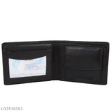 Black leather men's purse by Fancy Caraft, features 2 compartments, perfect for gents' essentials