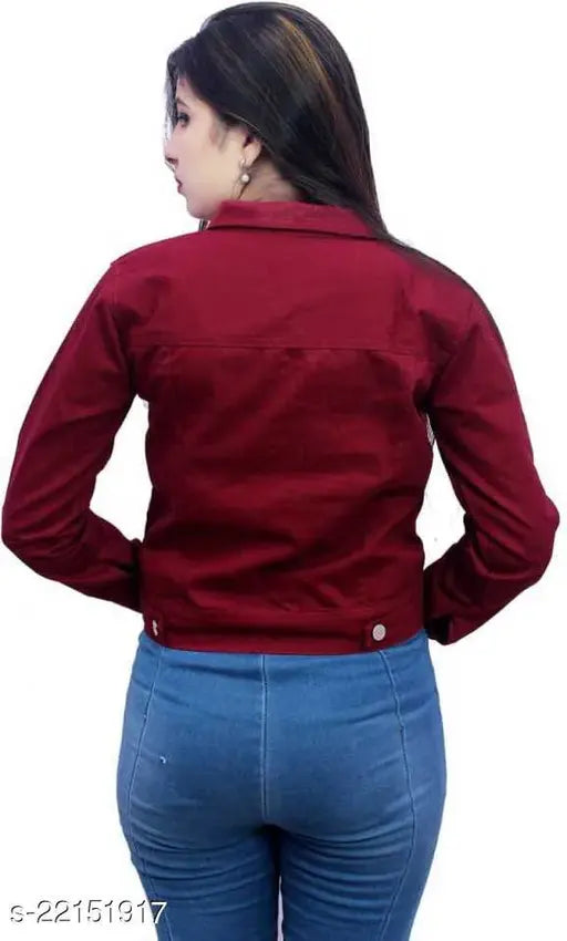 Denim ethnic jackets from S.A.F Creation, solid-patterned, long-sleeve sizes: S, M, L, XL