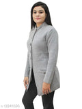 Soft wool long-sleeve cardigan, solid neutral, Indian handcraft