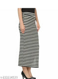 Trendy cotton blend black & white printed net pencil western skirt for women, showcasing one size 26, 28, or 30