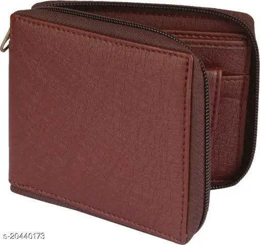 PU leather men's wallet, fashionable unique design with 5 compartments, textured net pattern