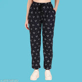 Trendy cotton blend women's trackpants, printed calf-length with vibrant design, perfect for casual wear