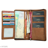 Leather khaki passport holder, durable leather, solid khaki style shoes for travel organization