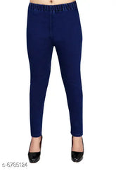 Trendy denim jeggings, solid blue, machine washable, elastic closure, party wear, comfortable fit, best quality, India-made (size 30)