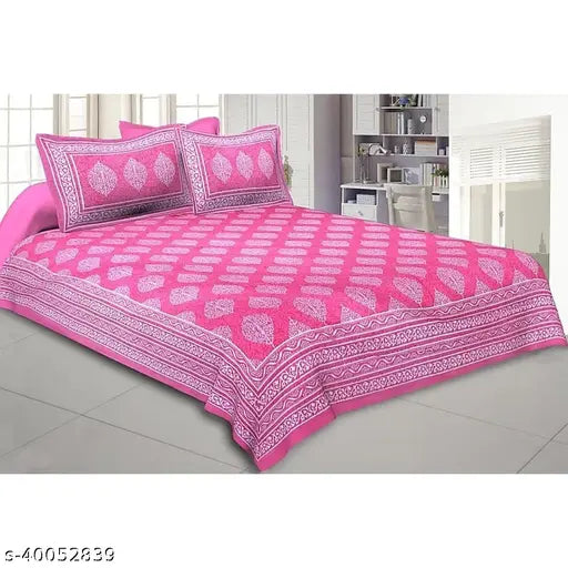 MultiColor Jaipuri cotton flat sheets (280 thread count), ideal for adult double queen bed, with 2 pillow covers from Bombay Dyeing