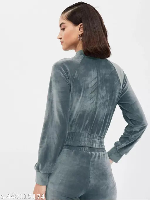 Velvet full sleeve solid women jacket by A R J Fashion, perfect for cool winter nights