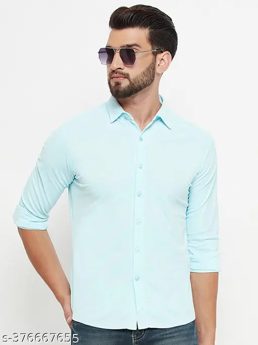 Blue cotton blend long-sleeved men's t-shirt by RENUOVO, solid design