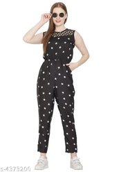 Sleeveless printed net poly crepe jumpsuit for women, new design from India