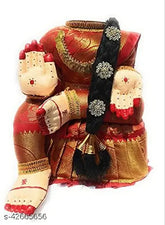 Tiny Souls oxide metal Goddess VaraLakshmi Nombu/Viradham/Pooja decorative doll, inner copper coated kalasa, height 9 inches, color may vary
