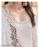 Georgette embroidered work kurta sharara set with dupatta, Indian women's traditional outfit