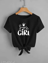 Black crop top and t-shirt for women, lycra, short sleeves, super girl printed