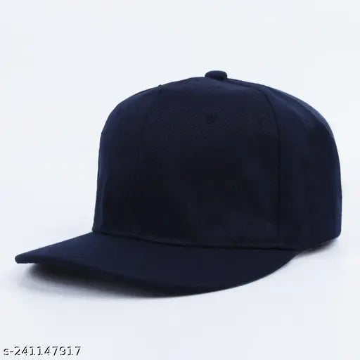 Cotton flat brim hip-hop cap, adjustable size (7-7 5/8"), solid design for men's outdoor activities