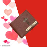 Customize name PU wallet for men, personalized textured net design, free size (L: 9cm, W: 10cm), made in India